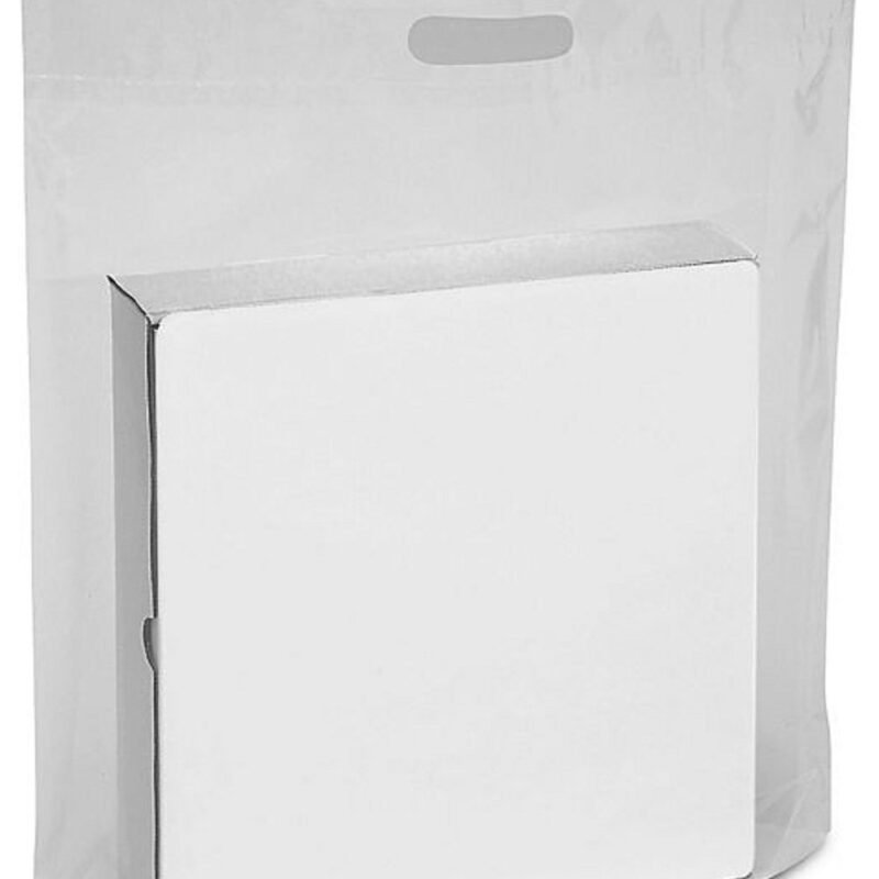 ULINE 15 X 18 LDPE Clear Merchandise Bag with Die Cut Handles - Gusseted 4" Bottom - Tear Resistant Strength - Perfect for Trade Shows, Retail, and Shopping (Pack of 100)